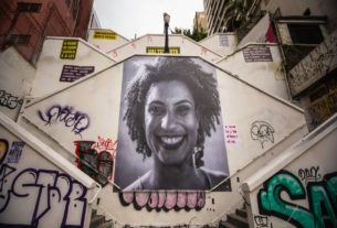 Homenagem à vereadora Marielle Franco no bairro de Pinheiros, em São Paulo Reprodução