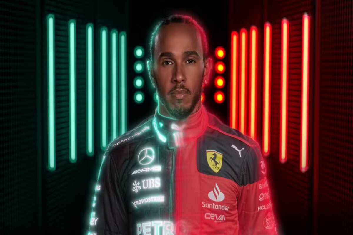 Lewis Hamilton sairá da Mercedes ao fim de 2024 e assumirá uma vaga na Ferrari em 2025 — Foto: Reprodução/FOM